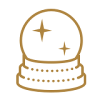 Gold outline of snowglobe icon